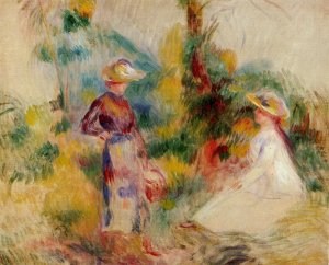 Two Women in a Garden by Pierre-Auguste Renoir Oil Painting
