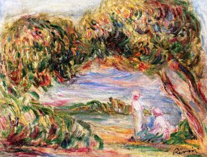 Two Women in a Landscape by Pierre-Auguste Renoir Oil Painting
