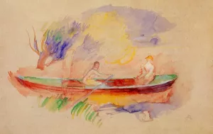 Two Women in a Rowboat painting by Pierre-Auguste Renoir