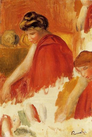Two Women in Red Robes Oil painting by Pierre-Auguste Renoir