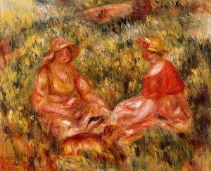 Two Women in the Grass by Pierre-Auguste Renoir Oil Painting