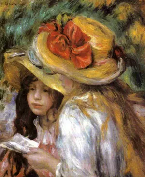 Two Young Girls Reading by Pierre-Auguste Renoir - Oil Painting Reproduction