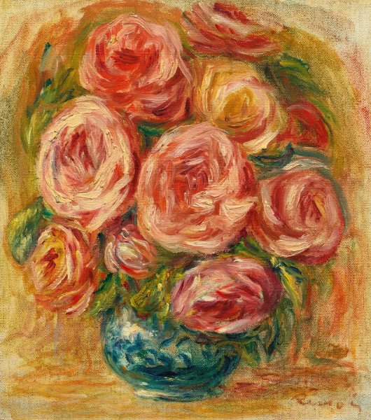Vase De Roses by Pierre-Auguste Renoir - Hand-Painted Oil Painting Reproduction