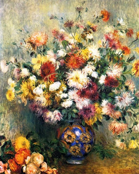 Main Product Photo of Vase of Chrysanthemums 3 Painting by Pierre-Auguste Renoir
