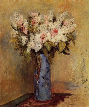 Vase of Lilacs and Roses by Pierre-Auguste Renoir Oil Painting