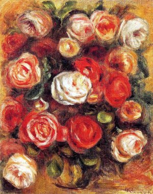 Vase of Roses 5 by Pierre-Auguste Renoir Oil Painting