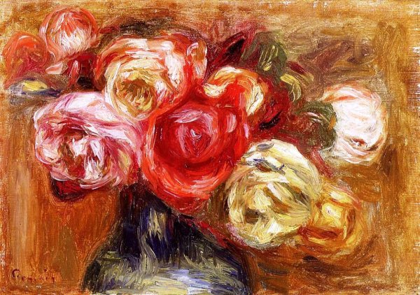 Vase of Roses 6 by Pierre-Auguste Renoir - Hand-Painted Oil Painting Reproduction