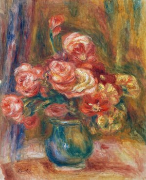 Vase of Roses by Pierre-Auguste Renoir Oil Painting