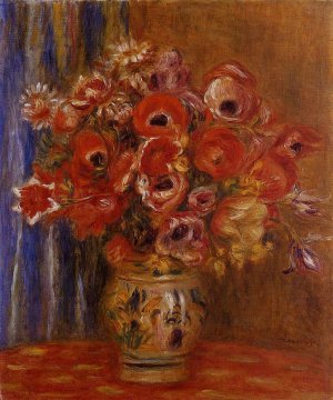 Vase of Tulips and Anemones by Pierre-Auguste Renoir Oil Painting