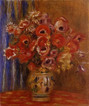 Vase of Tulips and Anemones by Pierre-Auguste Renoir - Oil Painting Reproduction