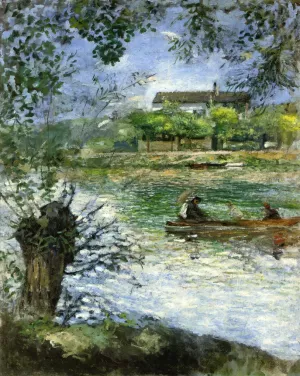 Willows and Figures in a Boat by Pierre-Auguste Renoir - Oil Painting Reproduction