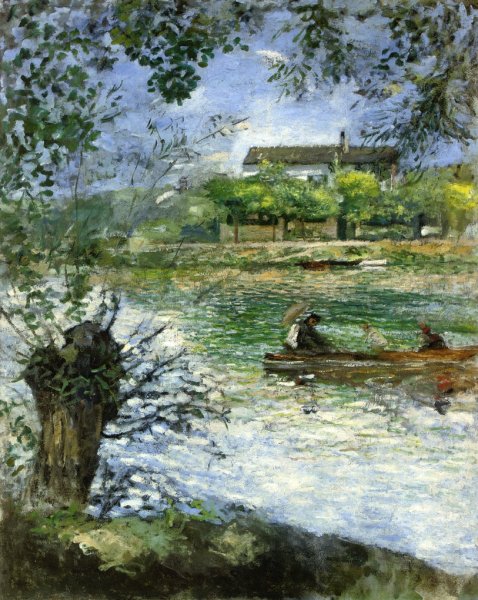 Willows and Figures in a Boat by Pierre-Auguste Renoir - Hand-Painted Oil Painting Reproduction