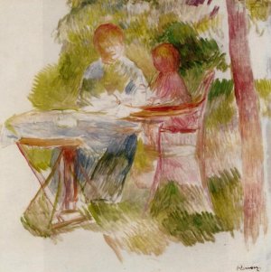 Woman and Child in a Garden Sketch by Pierre-Auguste Renoir Oil Painting