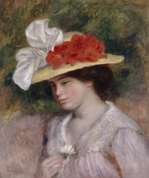 Woman in a Flowered Hat by Pierre-Auguste Renoir Oil Painting