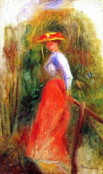 Woman in a Landscape by Pierre-Auguste Renoir - Hand-Painted Oil Painting Reproduction