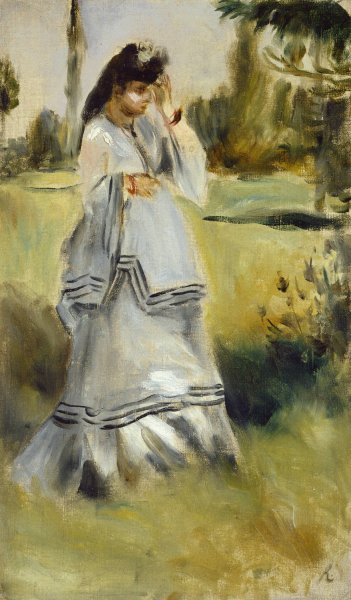 Woman in a Park  by Pierre-Auguste Renoir - Hand-Painted Oil Painting Reproduction