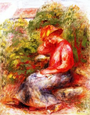 Woman in a Red Blouse 2 Oil painting by Pierre-Auguste Renoir