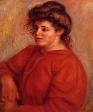 Woman in a Red Blouse by Pierre-Auguste Renoir - Oil Painting Reproduction