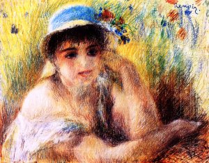 Woman in a Straw Hat 2 by Pierre-Auguste Renoir Oil Painting