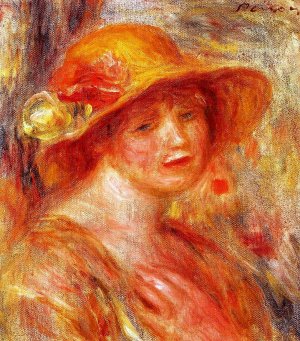 Woman in a Straw Hat 3 by Pierre-Auguste Renoir Oil Painting