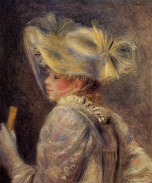 Woman in a White Hat by Pierre-Auguste Renoir Oil Painting