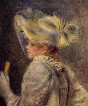 Woman in a White Hat by Pierre-Auguste Renoir Oil Painting