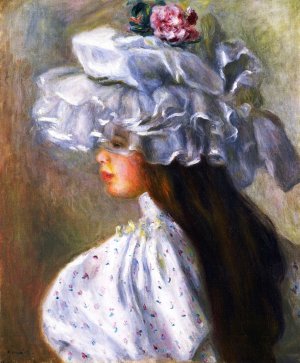 Woman in a White Hat by Pierre-Auguste Renoir Oil Painting