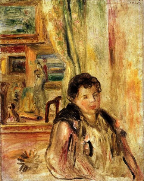 Woman in an Interior 2 by Pierre-Auguste Renoir - Hand-Painted Oil Painting Reproduction