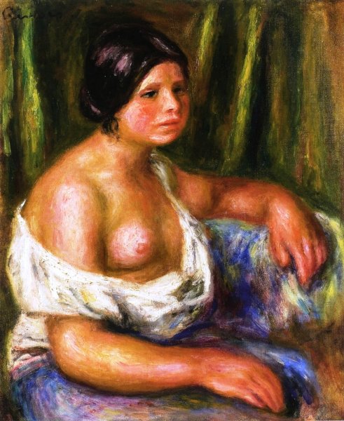 Main Product Photo of Woman in Blue Painting by Pierre-Auguste Renoir
