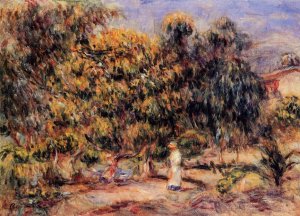 Woman in White in the Garden at Colettes by Pierre-Auguste Renoir Oil Painting