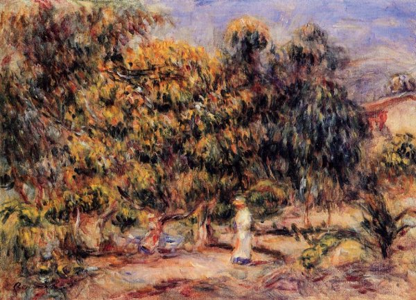 Woman in White in the Garden at Colettes by Pierre-Auguste Renoir - Hand-Painted Oil Painting Reproduction