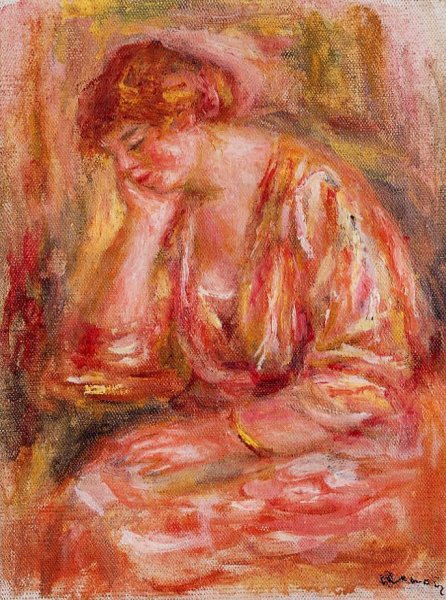 Woman Leaning on Her Elbow by Pierre-Auguste Renoir - Hand-Painted Oil Painting Reproduction