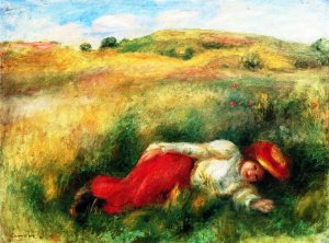 Woman Lying in the Grass Oil painting by Pierre-Auguste Renoir