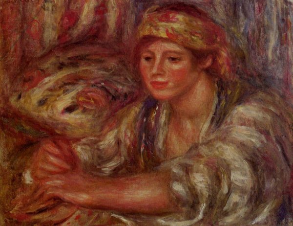 Woman Playing Cards by Pierre-Auguste Renoir - Hand-Painted Oil Painting Reproduction