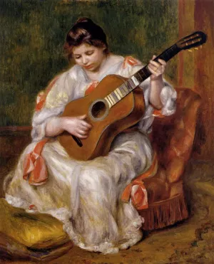 Woman Playing the Guitar by Pierre-Auguste Renoir - Oil Painting Reproduction