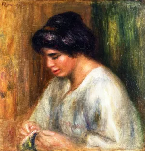 Woman Sewing by Pierre-Auguste Renoir - Oil Painting Reproduction