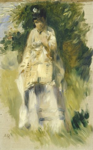 Woman Standing by a Tree by Pierre-Auguste Renoir Oil Painting