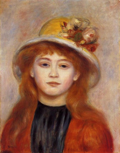 Woman Wearing a Hat by Pierre-Auguste Renoir - Hand-Painted Oil Painting Reproduction