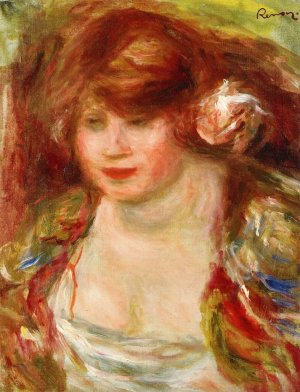 Woman Wearing a Rose - Andree by Pierre-Auguste Renoir Oil Painting