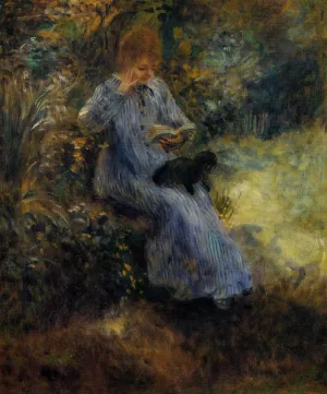 Woman with a Black Dog by Pierre-Auguste Renoir - Oil Painting Reproduction