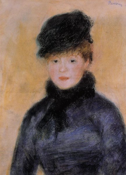 Woman with a Blue Blouse by Pierre-Auguste Renoir - Hand-Painted Oil Painting Reproduction