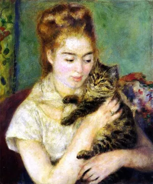 Woman with a Cat by Pierre-Auguste Renoir Oil Painting