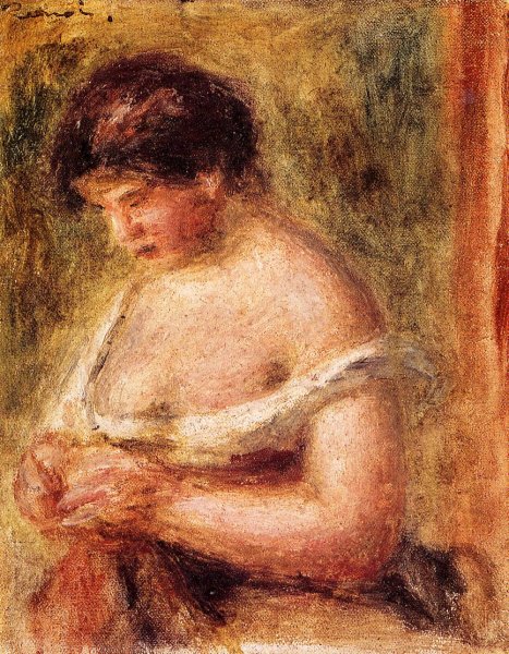Woman with a Corset by Pierre-Auguste Renoir - Hand-Painted Oil Painting Reproduction