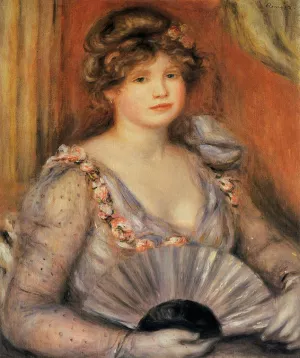 Woman with a Fan 2 by Pierre-Auguste Renoir Oil Painting