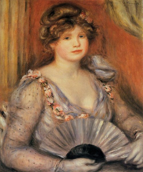 Woman with a Fan 2 by Pierre-Auguste Renoir - Hand-Painted Oil Painting Reproduction