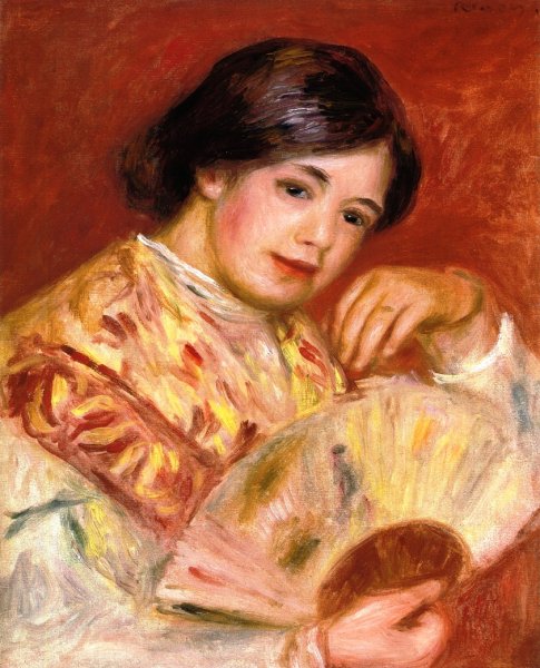 Woman with a Fan by Pierre-Auguste Renoir - Hand-Painted Oil Painting Reproduction