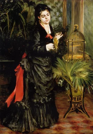Woman with a Parrot also known as Henriette Darras by Pierre-Auguste Renoir Oil Painting