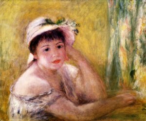 Woman with a Straw Hat Oil painting by Pierre-Auguste Renoir