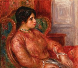 Woman with Green Chair Oil painting by Pierre-Auguste Renoir