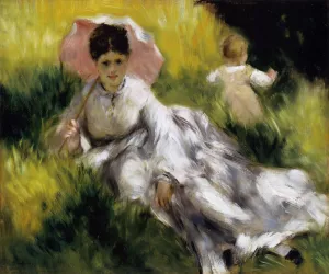 Woman with Parasol by Pierre-Auguste Renoir - Oil Painting Reproduction